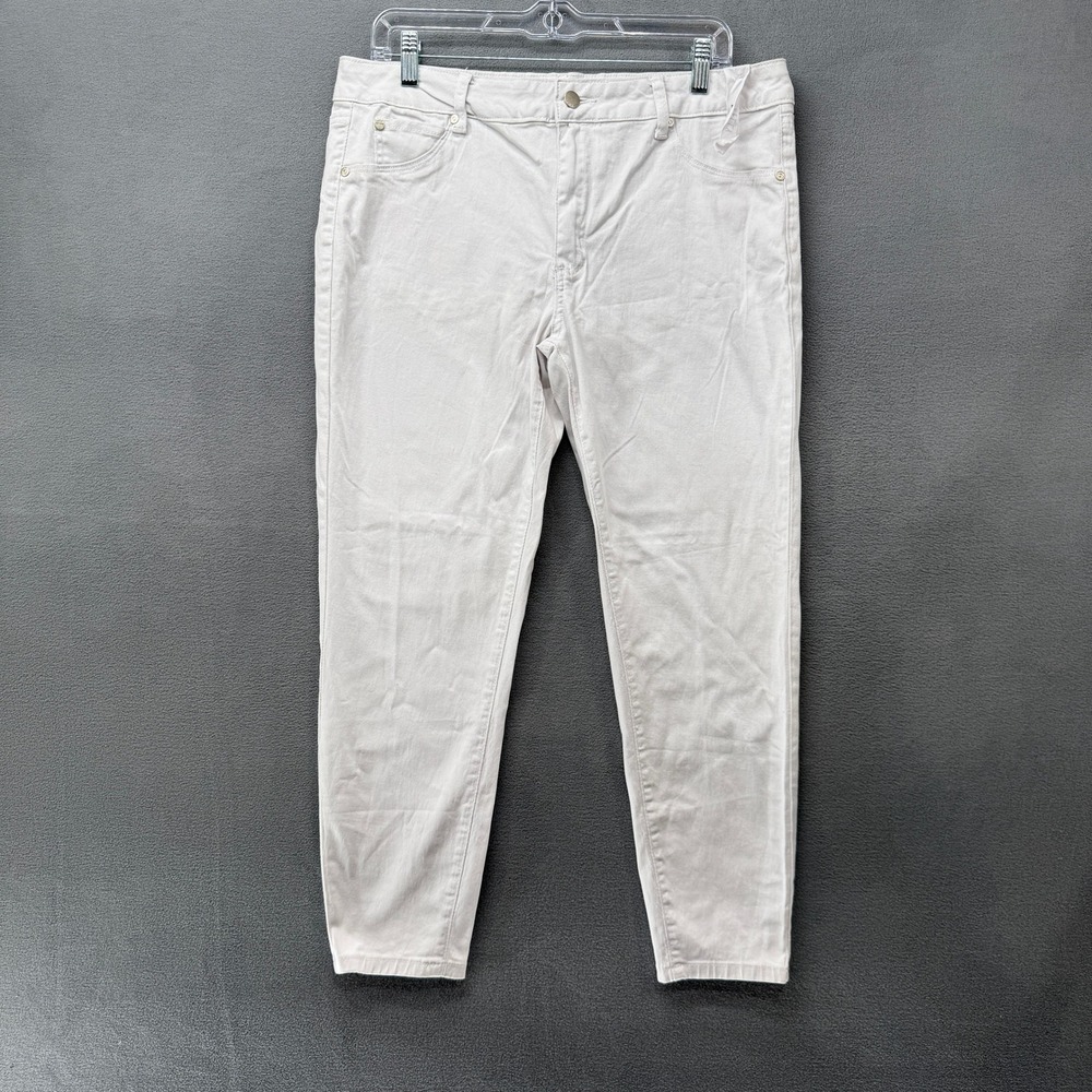 Tahari Jeans Kelly Mid Rise Skinny Womens 16P Off White Cream Ankle Petite